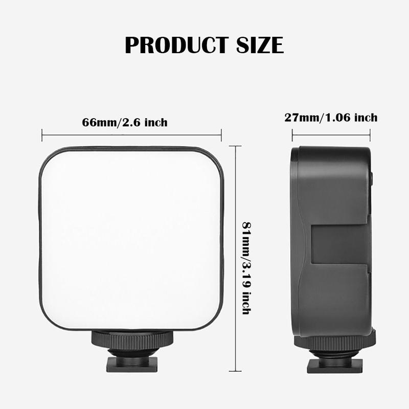 Rechargeable Dimmable Fill-in Light 6500K Hot Shoe Mount Photography Lamp USB Charging Portable LED Video Light for Canon/Nikon/Sony Live Broadcast 2