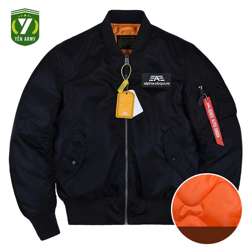 Áo Khoác Pilot Alpha MA-1 Chần Bông Khóa Nhôm Màu Đen / Xanh Rêu / Ghi Bạc / Xanh Than - Mã MA-1