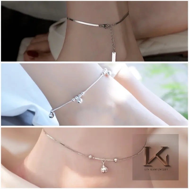 Lắc Chân LC1457 Dây Xích Bạc S925 Với Chuông Xinh Xắn