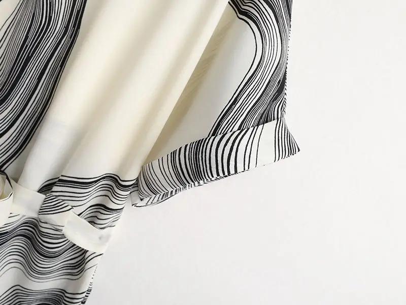 Product Introduction of Áo Sơ Mi Voan Cổ Điển Sọc Xoáy, ngắn Tay, Buộc Dây, Áo Cánh Nữ, Thời Trang Hàn Quốc, Quần Áo Nữ, Bộ Sưu Tập Mùa Xuân 2024 Top Women Shirt Cổ Tròn 8