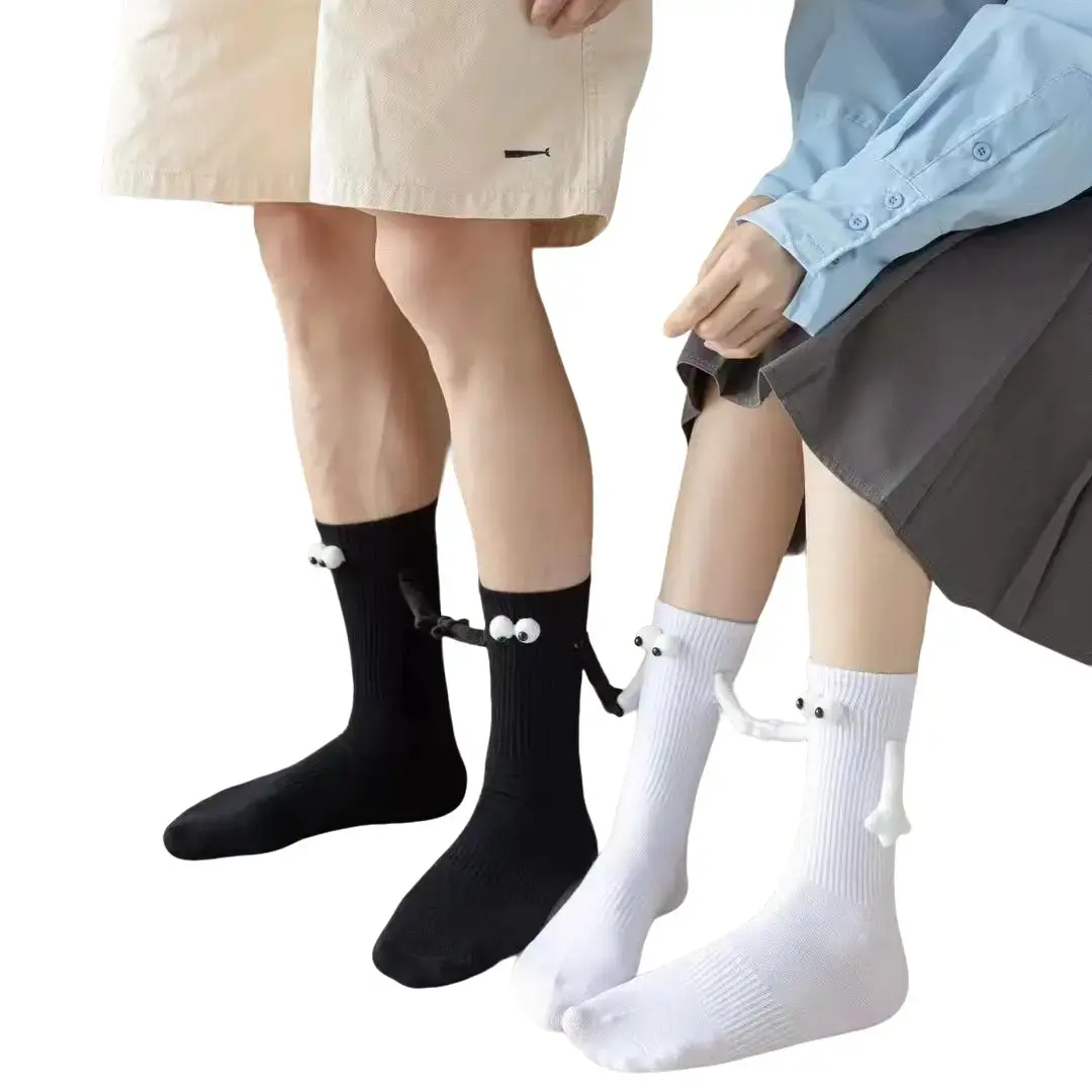 Tất Nam Và Nữ, Cặp Đôi Từ Tính, Sẽ Nắm Tay, Màu Đen Và Trắng, Tất Cao, Xu Hướng, Dễ Thương, Nhung