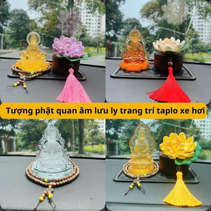 Tượng Phật Quan Âm Đá Lưu Ly Cao Cấp Trang Trí Taplo Ô Tô - Bàn Làm Việc Nội Thất
