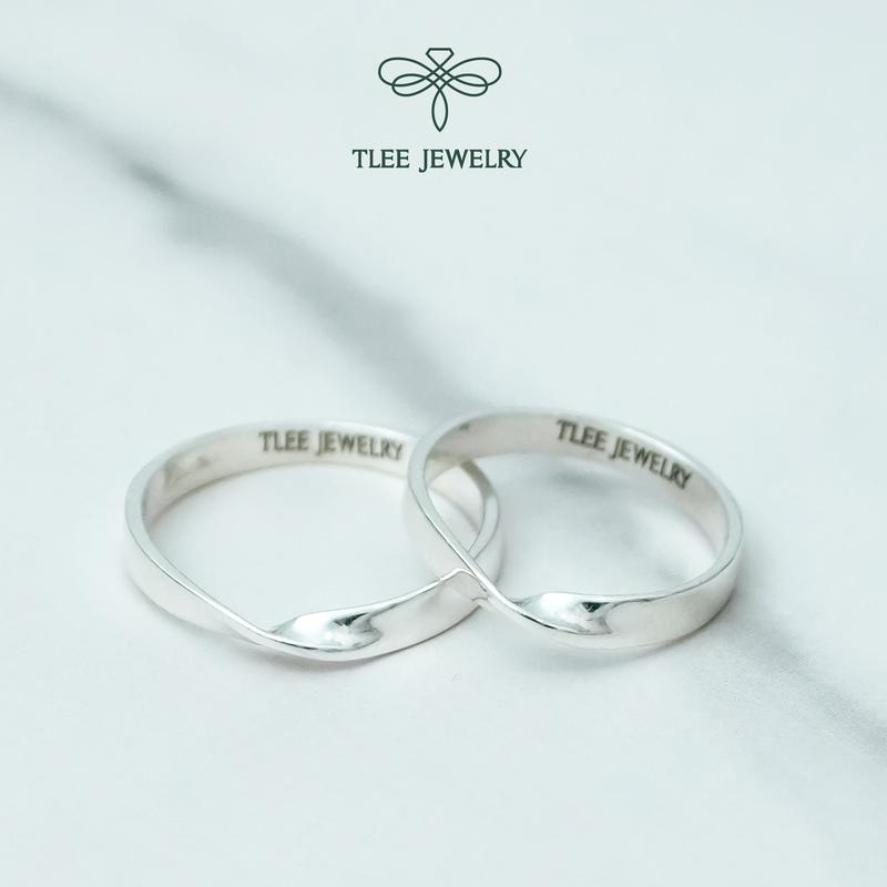  Nhẫn bạc TLEE mẫu twisted trơn basci đeo đôi đeo nhóm khắc chữ Free TLEE JEWELRY A0345 