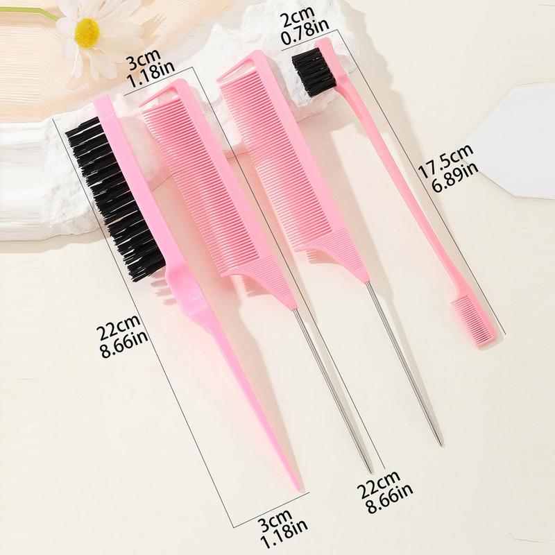 Professional Durable Flexible Hair Comb Set, 4 Counts Rat Tail Combs and Hair Brush, Hair Styling Combs Hair Brushes for Women, Girls, Men, Stylists 2