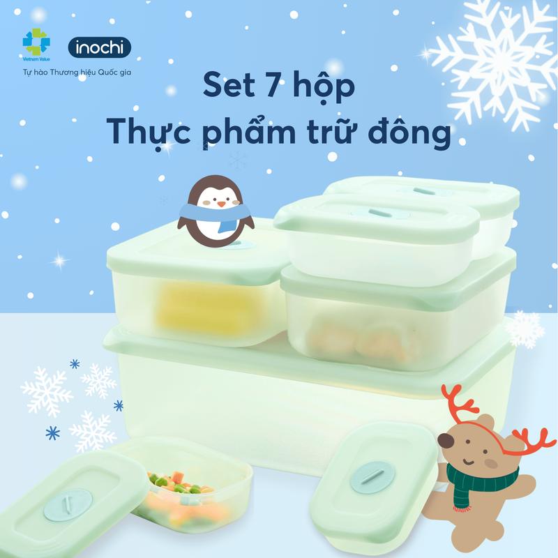 (Deal Độc Quyền) Bộ 7 hộp trữ đông Inochi An Toàn, Bảo Quản Tươi Ngon Cho Thực Phẩm, Nhiều Kích Cỡ Đa Dụng, Chịu Nhiệt Tốt Kitchen