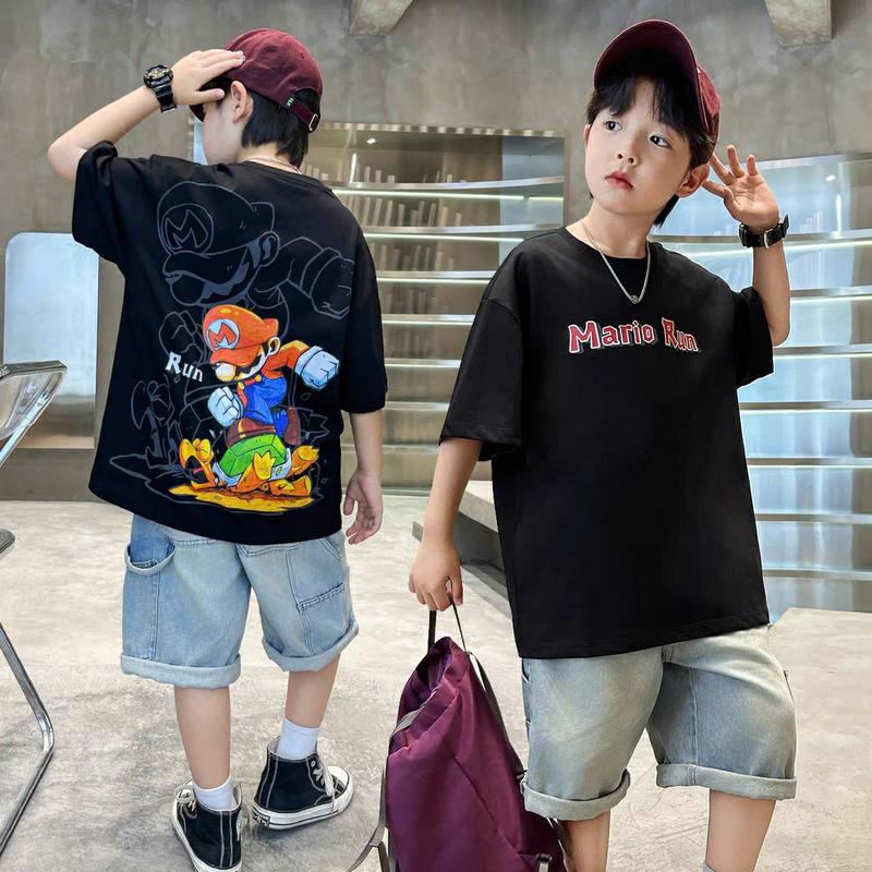 Aó phông cotton in hình MARIO RUN cho be trai từ 18-53kg mặc vừa. ÁO phông MARiO RUN chất coton tici mềm mịn co giãn thấm hút mồ hôi tôt. DL Fashion. 2