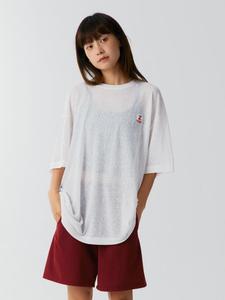 CryingCenter 3C Apple Graffiti Sheer Short-Sleeve Tee – Semi-Transparent Graphic Design for Streetwear