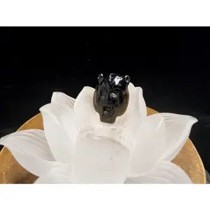 Liontin Batu Meteorite Tektite XinJiang Ukir Tiger Natural 19.5mm A130