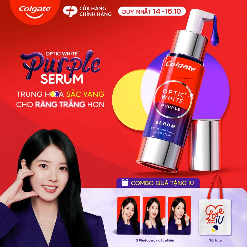 [Duy nhất 14-16.10] Tinh chất trắng răng tăng cường Colgate Optic White Purple Serum 40ML - Công nghệ sắc tím trung hòa sắc vàng cho răng trắng sáng hơn, rạng rỡ tức thì