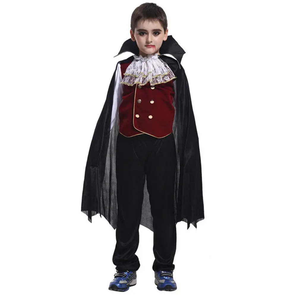 Vampire Costume Set, 1 Set Vampire Role Play Costume Set, Including Top & Pants & Cape, Party Clothing for Boys, Festive & Party Supplies