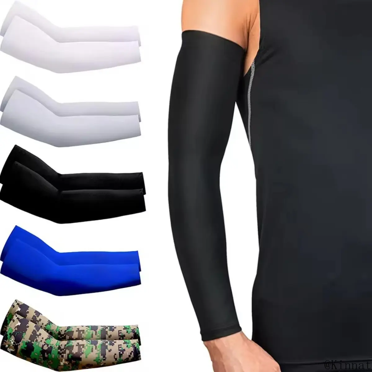 1 Pair Arm Sleeves Sports Sun UV Protection Hand Cover Cooling Glove Running Fishing Cycling<Kinnat>