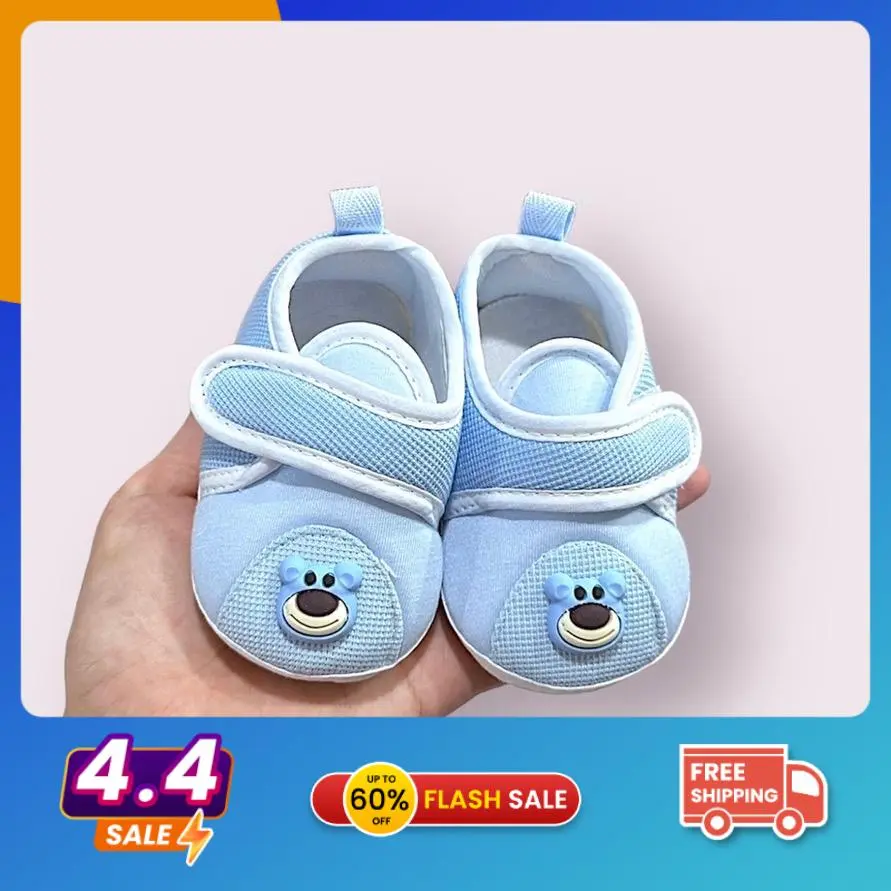 Giày vải tập đi hoạ tiết động vật siêu mềm cho bé trai bé gái 3-18tháng , chất liệu vải mềm mại, đế cao su chống trượt, dép tập đi siêu nhẹ Sandal Voi Kem giày  bata sơ sinh Len giầy tất