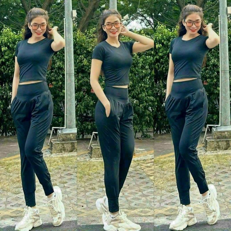 Bộ tập thể thao-gym- yoga -earobich quần dài có túi áo croptop SIZE M,L,XL,XXL Thun Sport 5