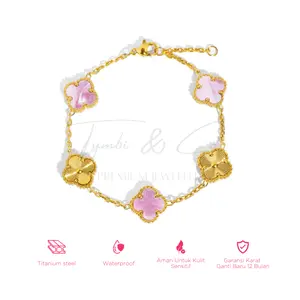 Tymbi&Co - Cora Bracelet | Gelang Clover 2 Side Titanium Anti Karat