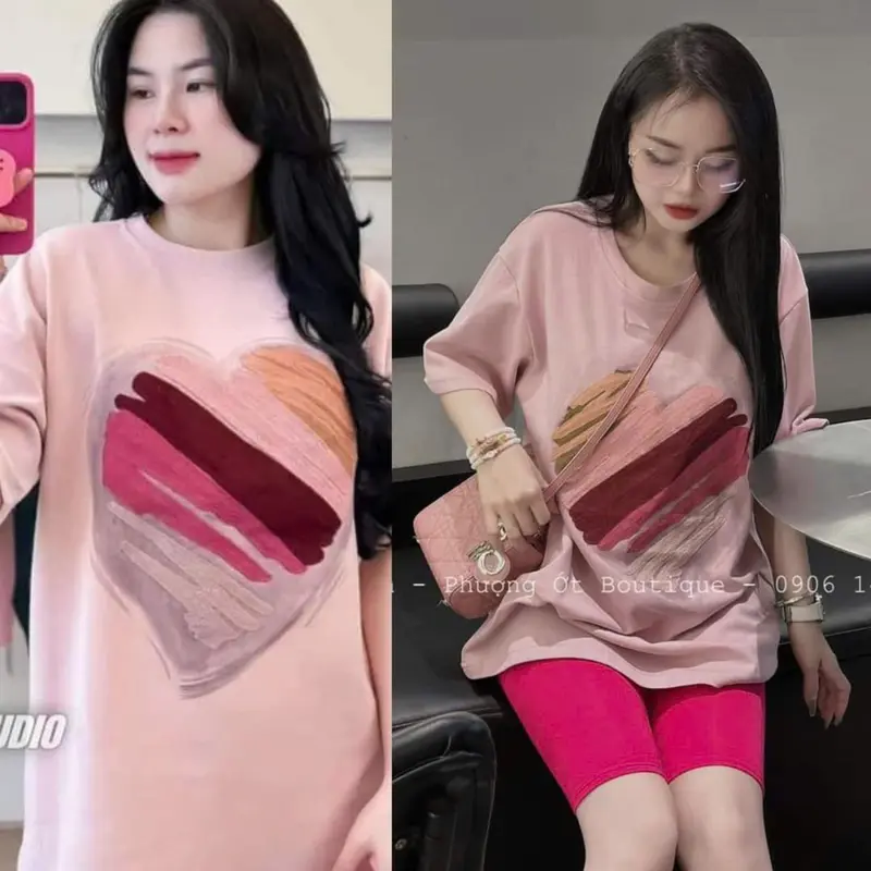 Đồ Độ Lửng Ngố Thun Cotton Form Rộng Nữ Mặc Nhà Dể Thương Women Áo Top Quần Ngủ 0