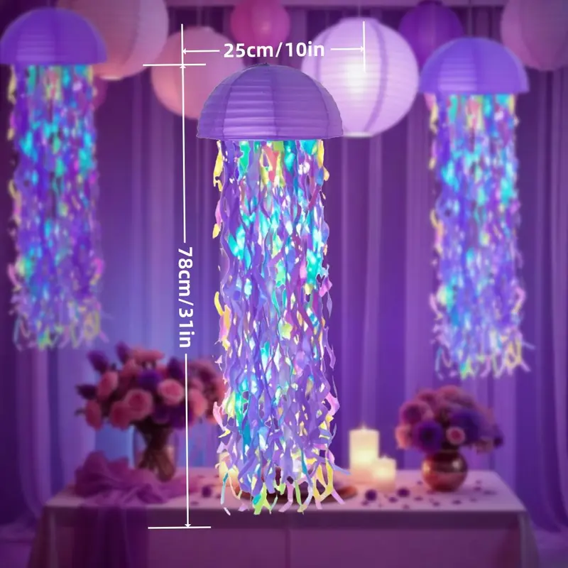 Paper Jellyfish Design Hanging Decoration, 1 Count Under The Sea Themed Hanging Ornament, Decorative Hanging Decor for Home Party & Wedding 4