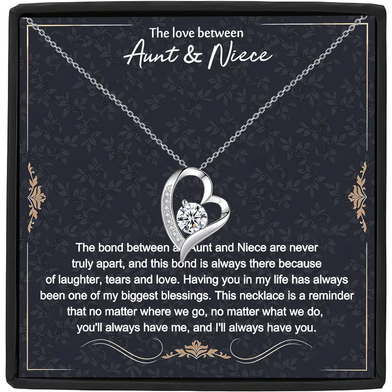 Pendant Gift Box Set, 1 Count Heart Shaped Pendant Necklace with Box, Stainless Steel Love Necklace for Aunt & Niece, Gift for Mother's Day, Birthday, Festival, Best Friend Gifts 0