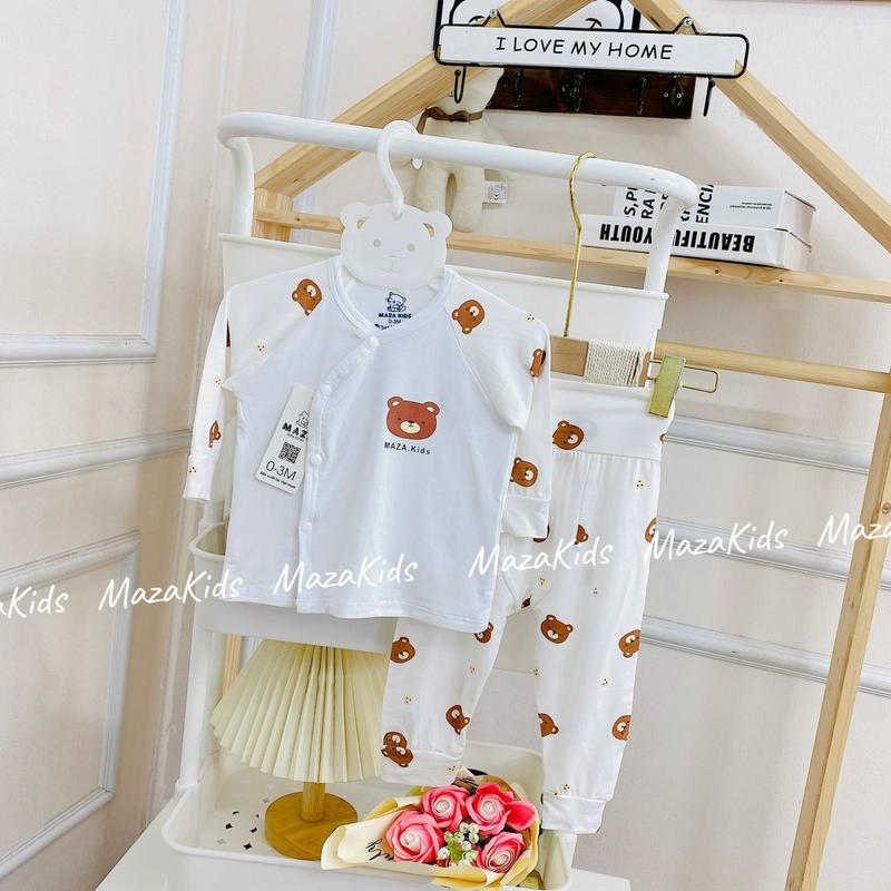 Bộ dài tay chất petit quần cạp cao đáp đũng mềm mát cho bé trai bé gái sơ sinh 6