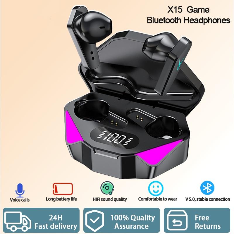 Tai nghe Bluetooth X15 mới Chơi game với màn hình Led Độ trễ cực thấp 2 Chế độ Giảm tiếng ồn Tws Tai nghe không dây dành cho chơi game có micrô