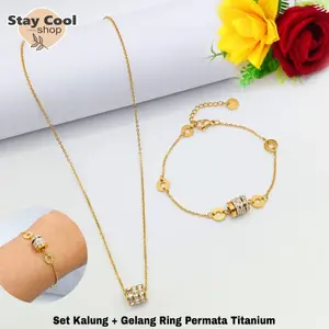 Satu Set Kalung + Gelang Ring Permata anti karat dan luntur - SCS SHOP