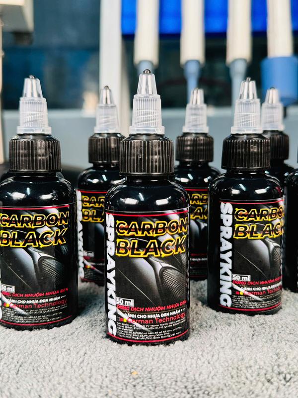  Chai dung dịch kem nhuộm nhựa đen nhám Sprayking Carbon Black 50ml Có hiệu ứng lá sen,chai nhựa 50ml nắp rót,dùng cho nhựa đen nhám xe máy-ô-tô Sơn 