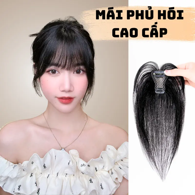 Phủ hói siêu da dệt lưới tàng hình 3d làm bằng tóc thật  loại 3 kẹp cao cấp (tặng kèm máy duỗi tóc) Women Nữ Kẹp Tóc Wig 0