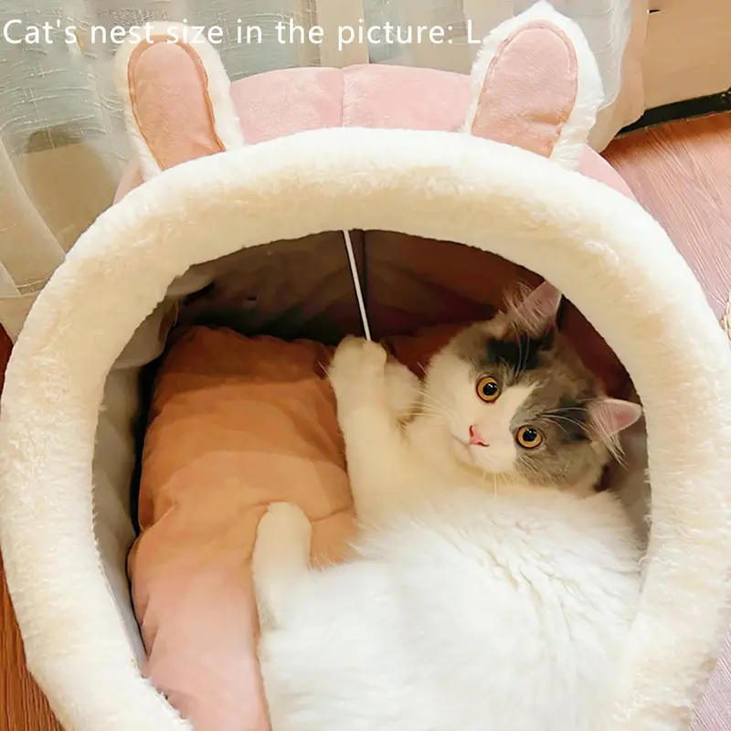 Cat Bed, 1 Count Cute Rabbit Shaped Pet Bed, Pet Sleeping Bag, Pet Supplies for Indoor Outdoor Use (It is Recommended to Take One Size Larger) 4
