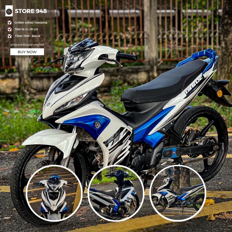 Dàn áo Exciter 135 Trắng Xanh mẫu LC - Tặng Tem Baga Phụ Kiện Phụ Tùng Sticker Decal Nhãn Dán
