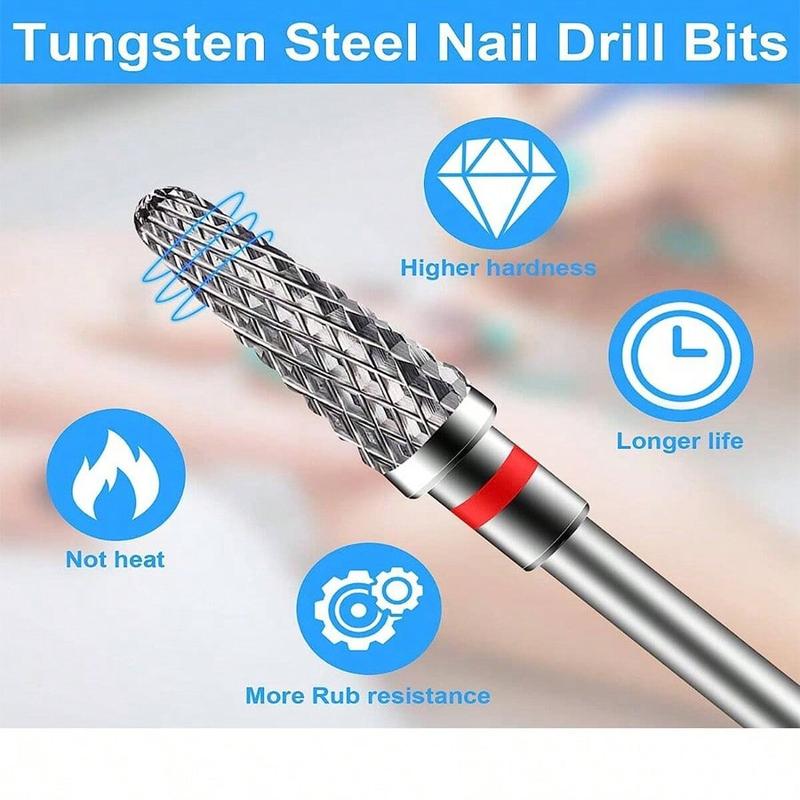5PC Tungsten Nail Drill Bits Electric Manicure Drill For Machine Cutter Milling Burr Accessories Pedicure Tools Steel Cutics 1