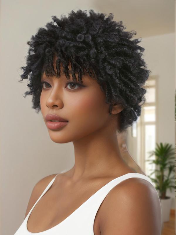 Short Dreadlock Wig, Afro Curly Twist Wig, Short Faux Locs Wig, Kinky Curly Synthetic Dreadlock Wig for Black Women 2