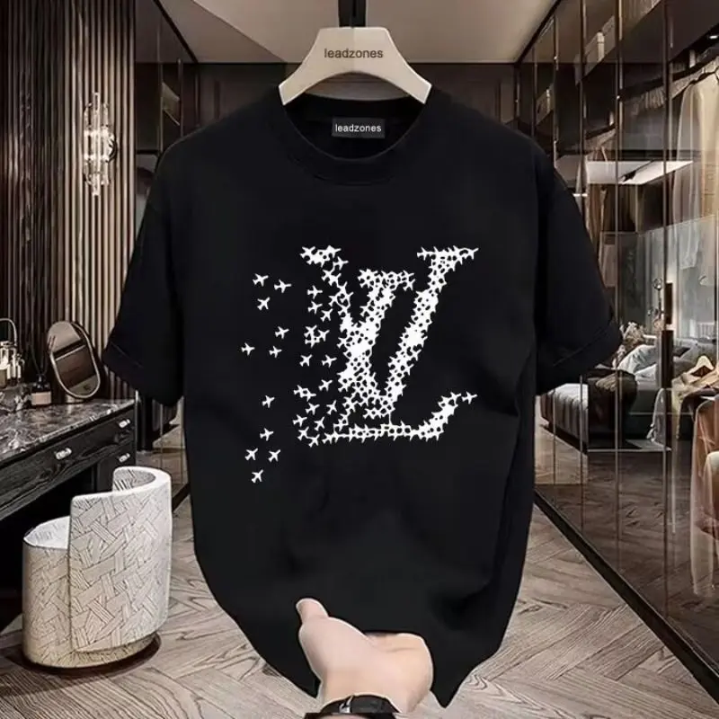Short sleeved T-shirt for men's summer trendy brand loose plus size pure cotton letter printed half sleeved youth light luxury casual T-shirt