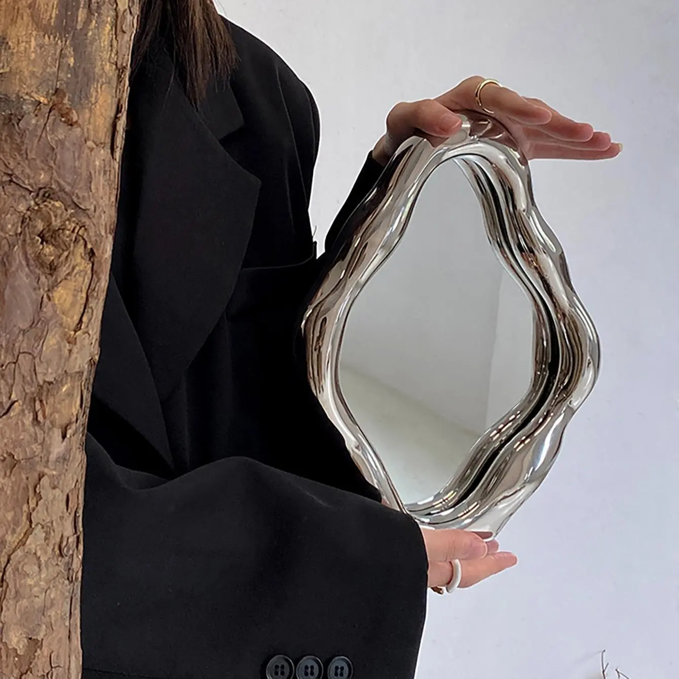 Irregular Shaped Mirror, Vintage Makeup Mirror, Desktop Mirror for Bedroom, Living Room, Office, Room Accessory for Girl