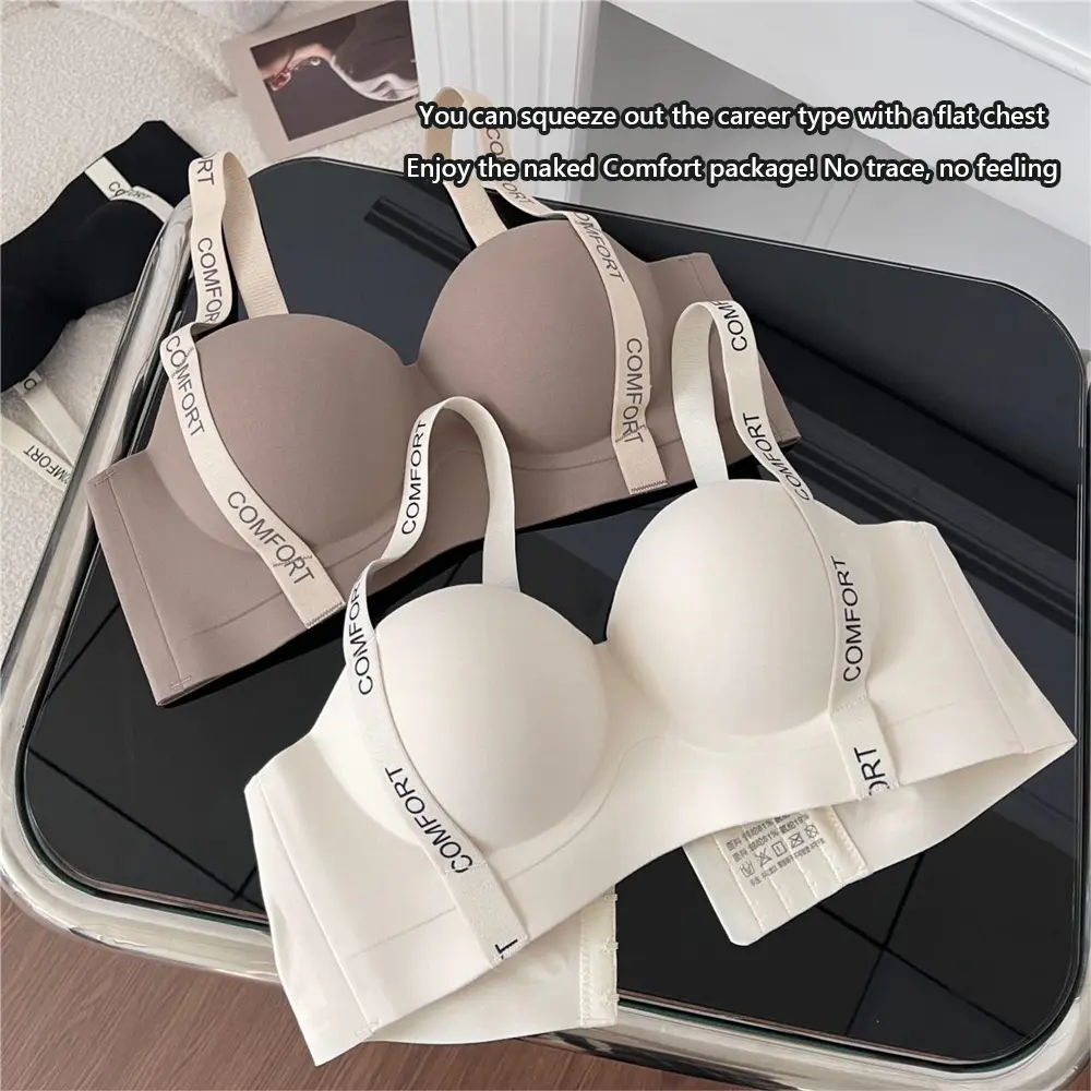1/3pcs Thin Bra Without Underwire Push-up Lingerie Extra Thick No Steel Frame Large Size For Women Pop-up Cup Bra Glossy Underwear
