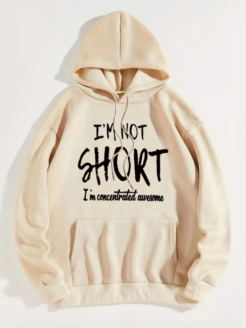 Product Introduction of Women's Letter Print Drop Shoulder Hoodie, Fashion Casual Drawstring Pocket Hooded Sweatshirt for Daily Holiday Outdoor Wear, Women Clothing for Fall & Winter 5