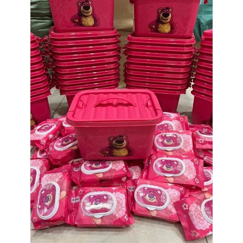 TẶNG THÙNG 10 bịch khăn giấy ướt GẤU DÂU chính hãng an toàn cho bé Khăn Ướt Voi khanu otchobe