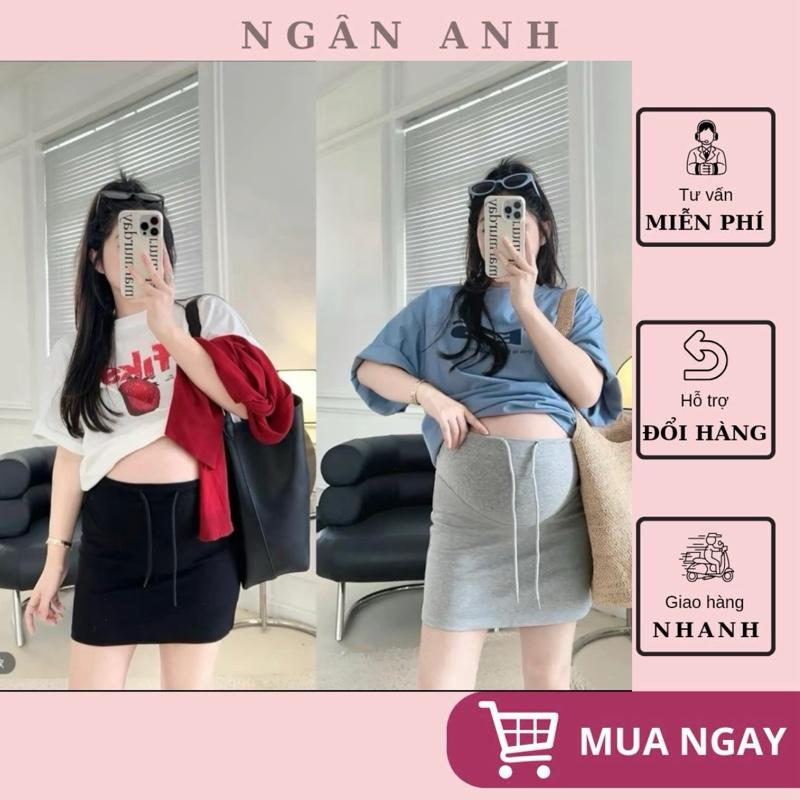   Ngân Anh  Chân váy Bầu A công sở dây rút thời trang cho mẹ Bầu Chất liệu Mì Lạnh Hàn 