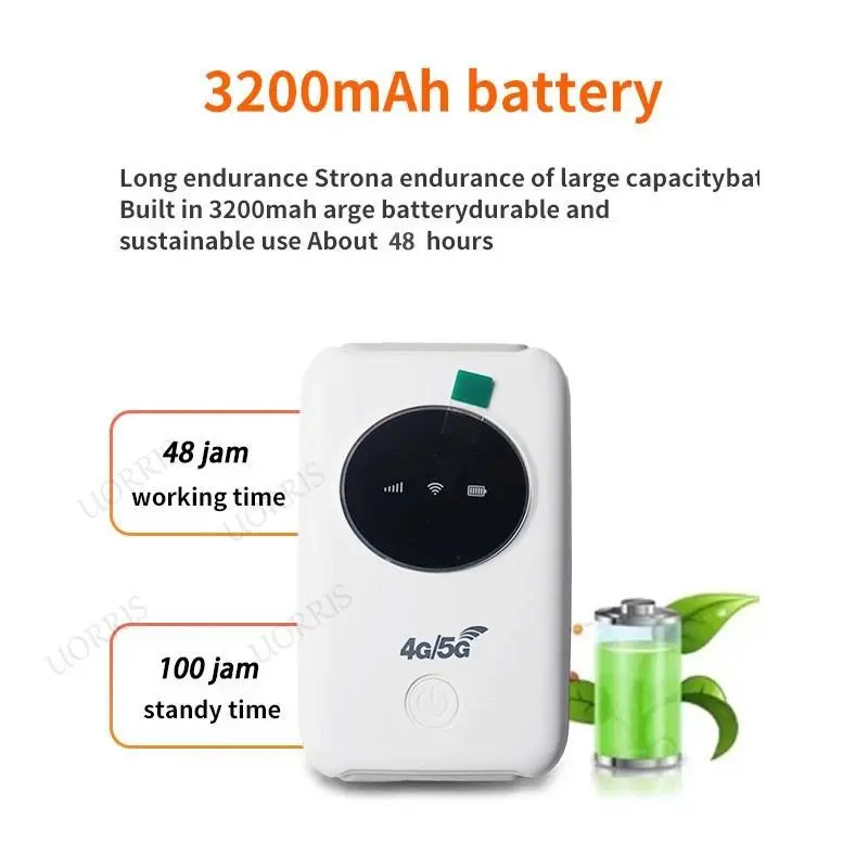 (COD) H808+ Modem Wifi 4G All Operator Sim Card wifi Portable 5G All Operator 150Mbps 4G/5G Support ALL TELCO Router Portable Sim Card 3200mAh Battery Dapat digunakan selama 48 jam 1