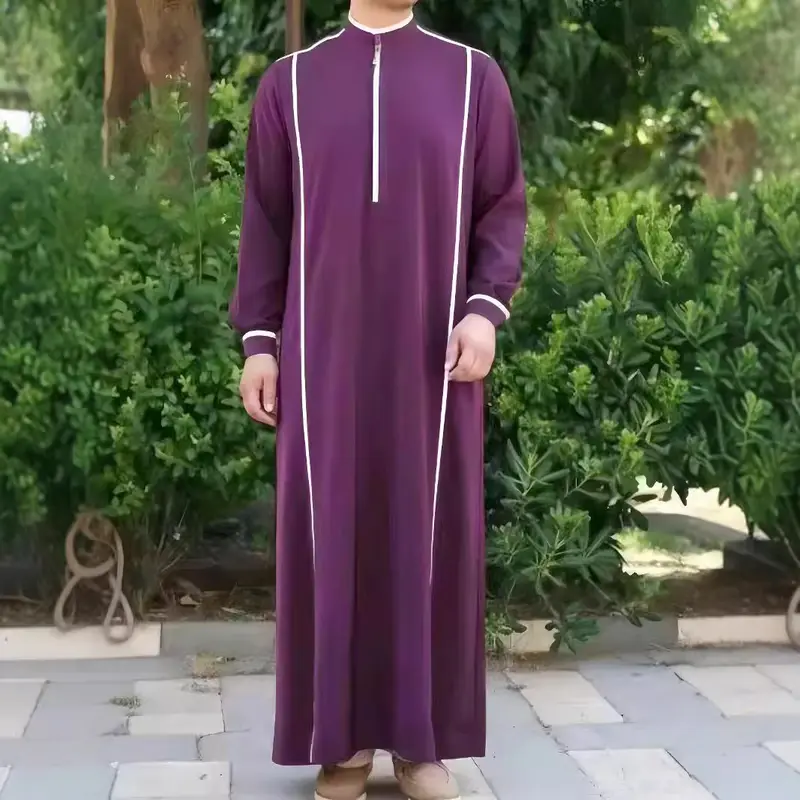 2025 New Dubai Men's Long Robe Casual Comfortable Muslim Robe 4