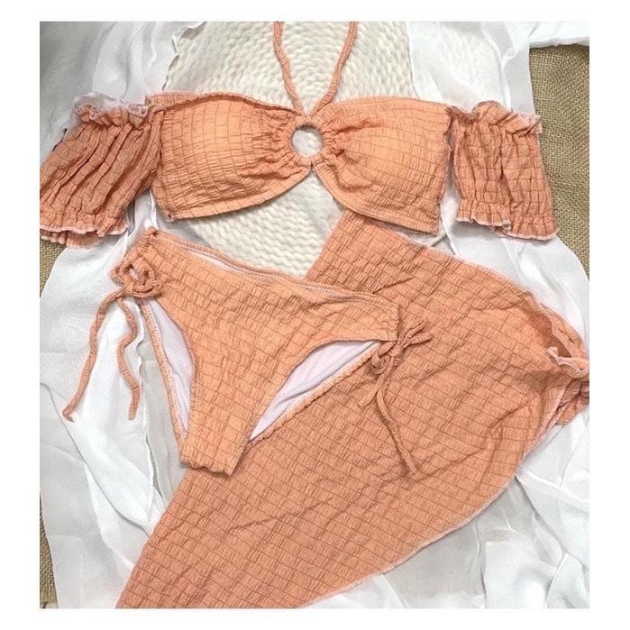Product Introduction of Set đi biển 3 chi tiết gồm áo khăn choàng và quần chất liệu đũi xốp siêu xinh Nữ Women Top 2