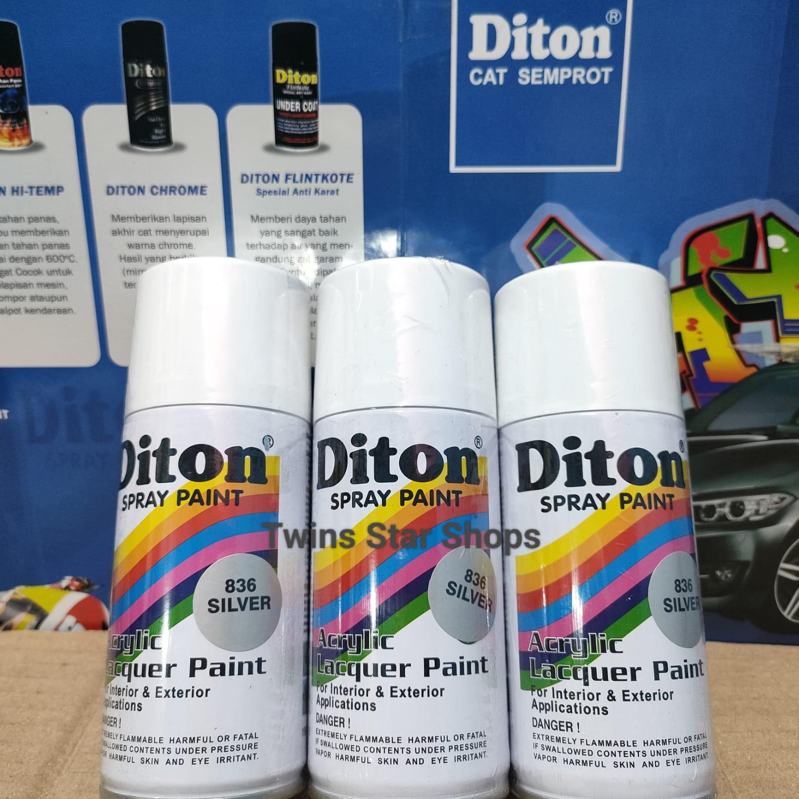 Diton Pilox Pilok Cat Semprot Warna Silver Perak Metalic Metalik 836 150cc Spray Paint Diton Pilox Pilok Cat Semprot Warna Silver Perak Metalic Metalik 836 150cc Spray Paint