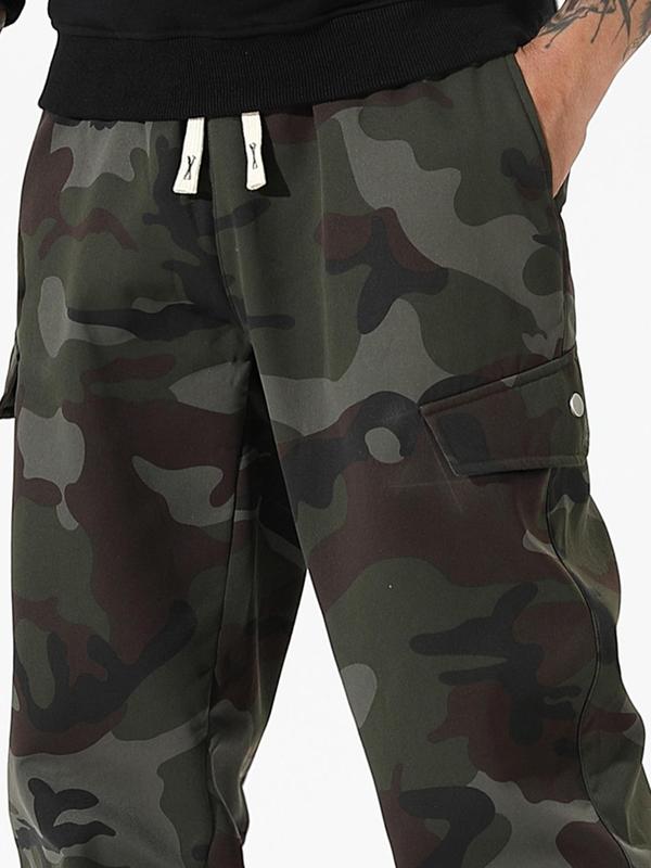 Men's Camo Print Drawstring Waist Jogger Pants, 2024 New Style Regular Fit Casual Pocket Trousers for Fall & Winter, Men's Bottoms for Daily Wear, Pants for Men 2