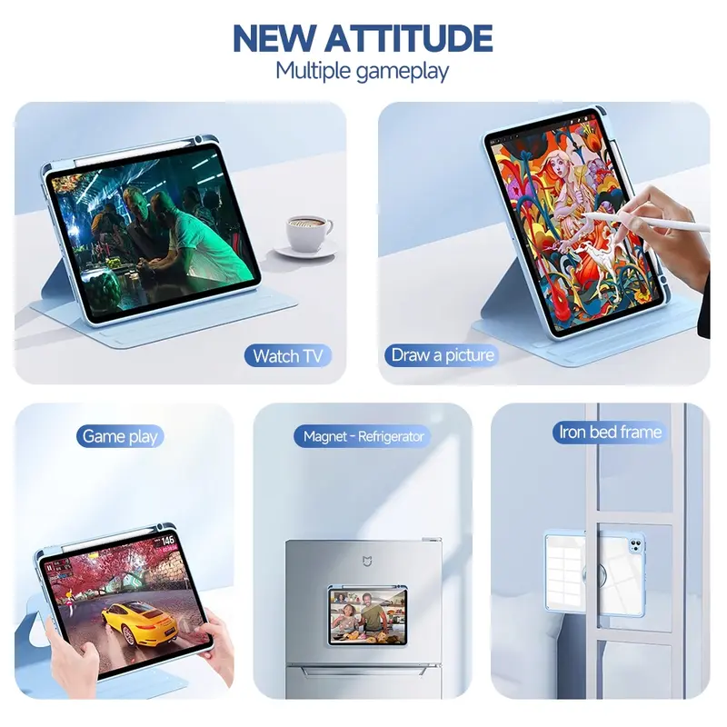 GOOJODOQ Casing For iPad Air5 Air4 10.9 magnetic 720° rotation iPad case For Mini6 8.3 2021 Pro11 2021 Gen7 Gen8 Gen9 10.2 5