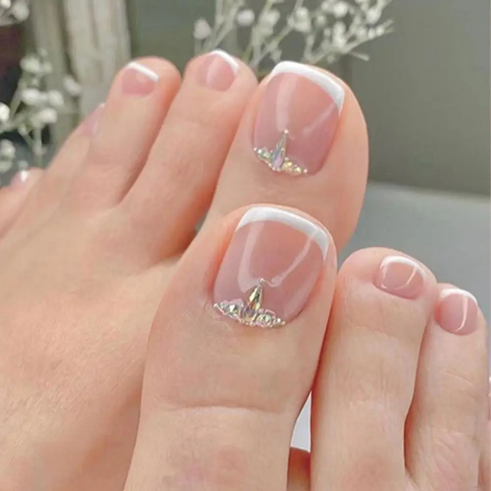 Móng Chân Giả, Có Thể Tháo Rời Và Đeo Được, Móng Chân Giả, Đầu Vuông, Móng Tay Giả, Dài Ngắn, Đầu Móng Chân Che Phủ Toàn Bộ, Thích Hợp Cho Bé Gái