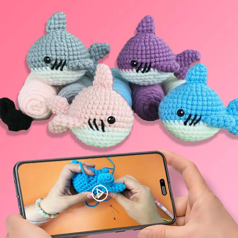 Crochet Kit for Beginners, 1 Set Crochet Animal Kit with Step-by-step Video Tutorials, DIY Crochet Kits for Adults & Teens 3
