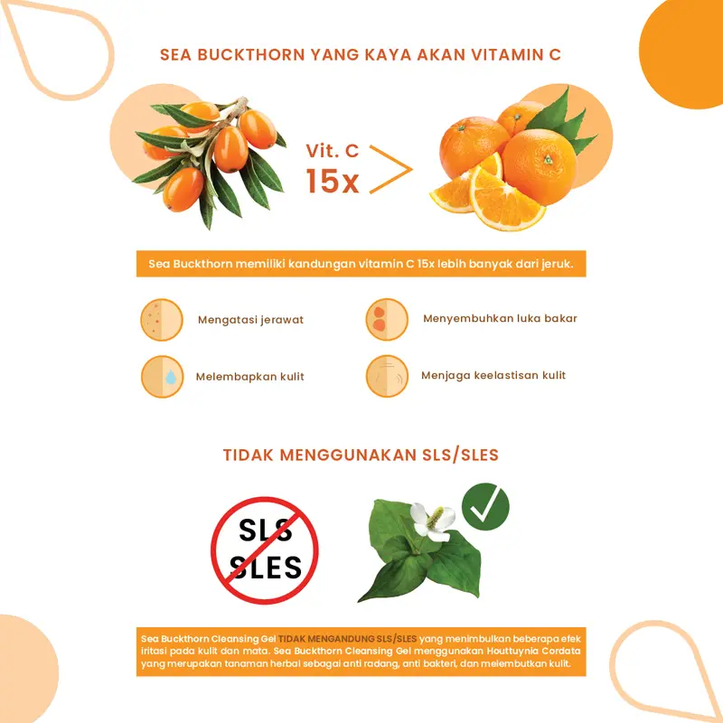 KLEVERU Sea Buckthorn Cleansing Gel Pembersih Wajah Low pH Hydrating Best Seller Membersihkan Muka Cleanser 4