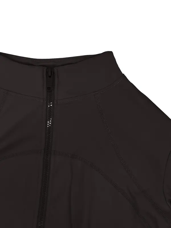 Women's Solid Zip Up Drop Shoulder Sports Jacket with Thumb Hole Design, Quick Drying Breathable Stand Collar Sports Outerwear for Yoga Gym Workout Running, Ladies Sportswear for All Seasons 6
