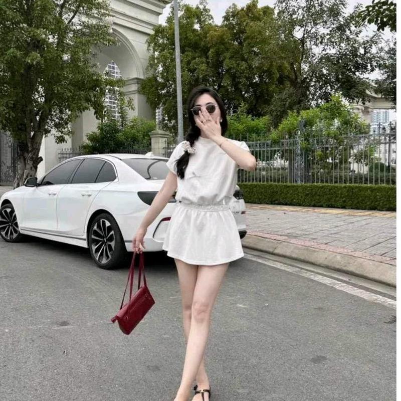 sét bộ liền tay hến đính nơ ,kèm quần sóc Nữ Women 4