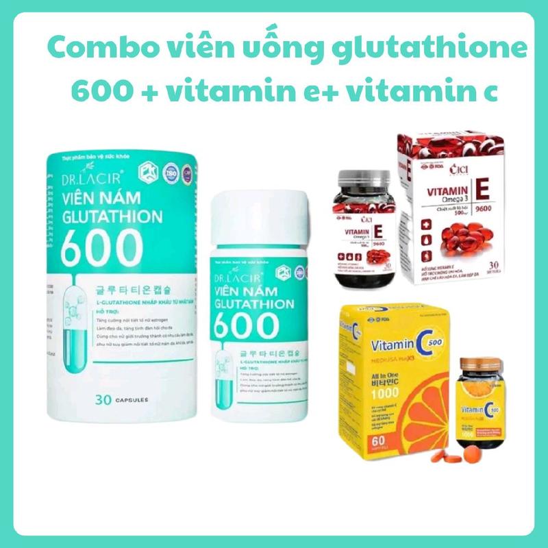 [ mua 1 tặng 2 nhận 3 ] viên uống glutathione  600  vitamin e  tặng vitamin C thực phẩm bổ sung chăm sóc sắc đẹp trắng da
