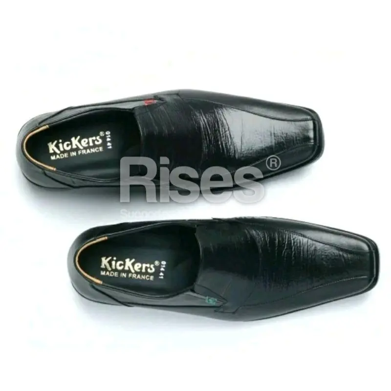 Sepatu Pantofel Kulit Kickers Slip On Casual Formal Kerja Murah Berkualitas Terbaik Karet Hitam Coklat Shoes Pria