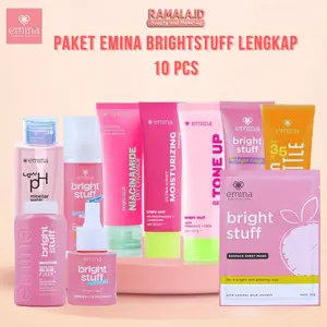 Paket Emina Bright Stuff Lengkap Complete Set Mencerahkan Perawatan Remaja Pelembab Wajah Scrub Cleanser  Membersihkan emina  lightening Moisturizer Muka Cleansing emina  whitening Pencerah